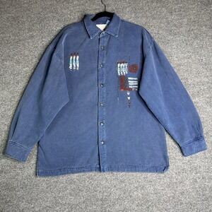Vintage Arizona Jones Denim Button Up Shirt‎ Size S/M Oversized Art To Wear